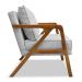 Kit 2 Poltronas Decorativa Luiza Linho Cinza Base em Madeira Castanho - Pallazio