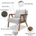 Kit 2 Poltronas Decorativa Luiza Linho Cinza Base em Madeira Castanho - Pallazio