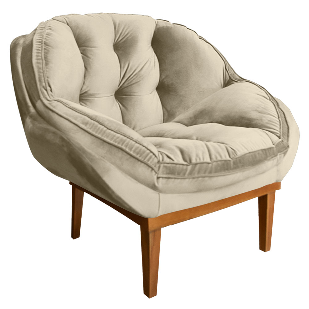 Kit 2 Poltronas Decorativa Marcela Veludo Base Madeira Castanho - Pallazio