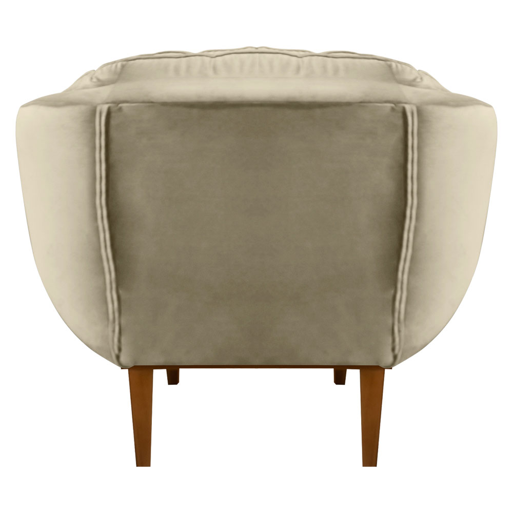Kit 2 Poltronas Decorativa Marcela Veludo Bege Base Madeira Castanho - Pallazio