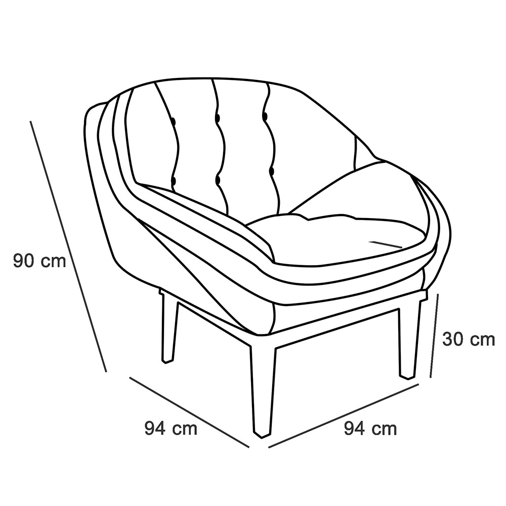 Kit 2 Poltronas Decorativa Marcela Veludo Bege Base Madeira Castanho - Pallazio