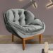 Kit 2 Poltronas Decorativa Marcela Veludo Cinza Base Madeira Castanho - Pallazio