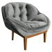 Kit 2 Poltronas Decorativa Marcela Veludo Cinza Base Madeira Castanho - Pallazio