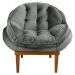Kit 2 Poltronas Decorativa Marcela Veludo Cinza Base Madeira Castanho - Pallazio