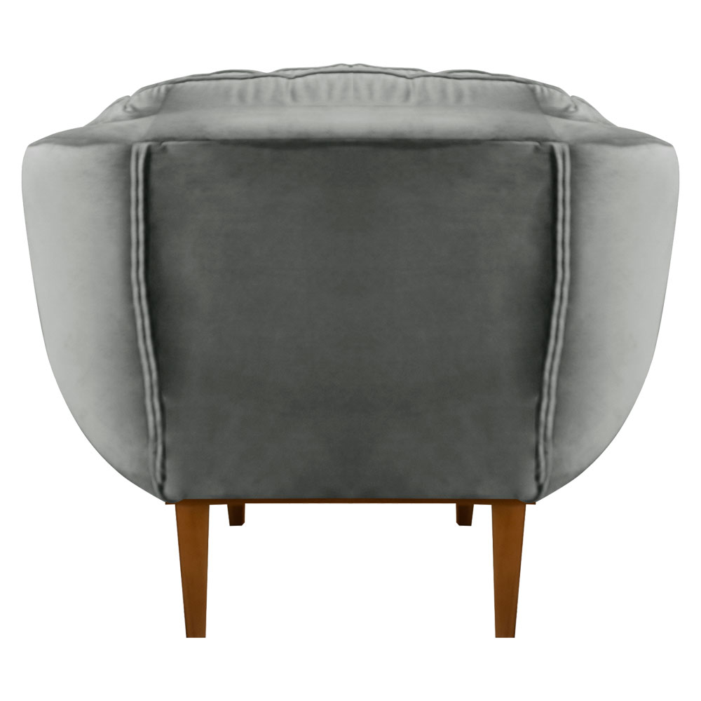 Kit 2 Poltronas Decorativa Marcela Veludo Cinza Base Madeira Castanho - Pallazio