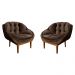 Kit 2 Poltronas Decorativa Marcela Veludo Marrom Base Madeira Castanho - Pallazio