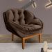 Kit 2 Poltronas Decorativa Marcela Veludo Marrom Base Madeira Castanho - Pallazio