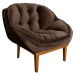Kit 2 Poltronas Decorativa Marcela Veludo Marrom Base Madeira Castanho - Pallazio