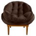 Kit 2 Poltronas Decorativa Marcela Veludo Marrom Base Madeira Castanho - Pallazio