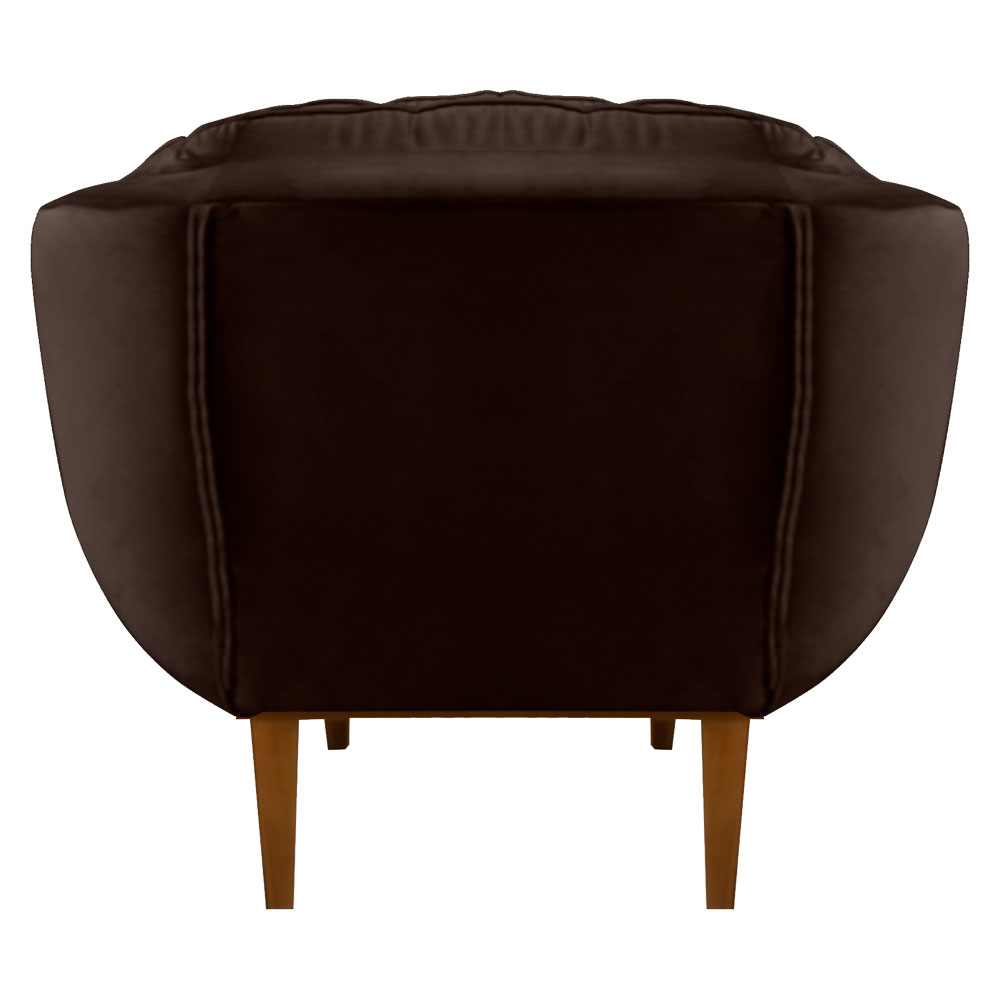 Kit 2 Poltronas Decorativa Marcela Veludo Marrom Base Madeira Castanho - Pallazio