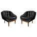 Kit 2 Poltronas Decorativa Marcela Veludo Preto Base Madeira Castanho - Pallazio