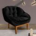 Kit 2 Poltronas Decorativa Marcela Veludo Preto Base Madeira Castanho - Pallazio