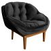 Kit 2 Poltronas Decorativa Marcela Veludo Preto Base Madeira Castanho - Pallazio
