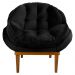 Kit 2 Poltronas Decorativa Marcela Veludo Preto Base Madeira Castanho - Pallazio
