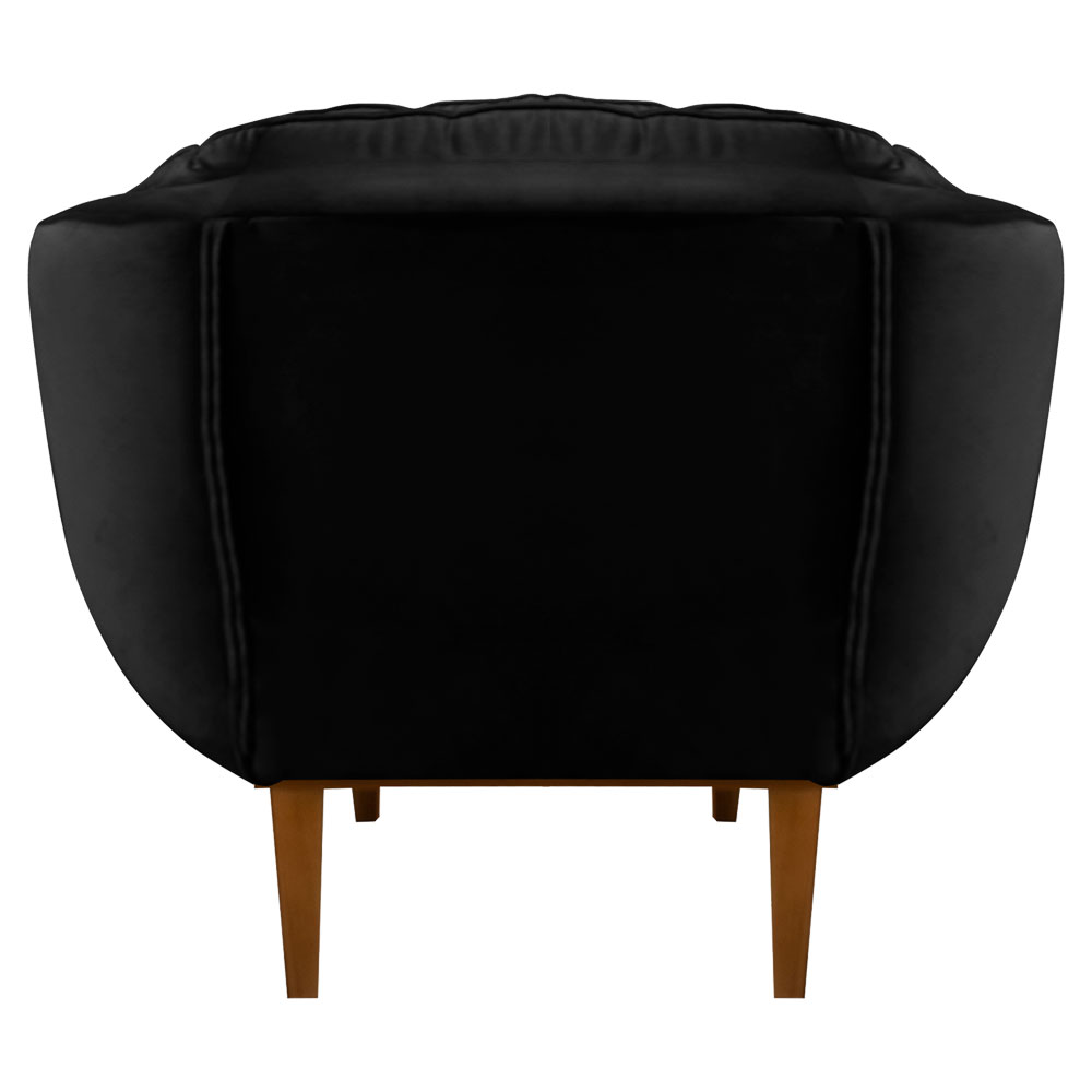 Kit 2 Poltronas Decorativa Marcela Veludo Preto Base Madeira Castanho - Pallazio