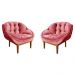 Kit 2 Poltronas Decorativa Marcela Veludo Rosa Base Madeira Castanho - Pallazio