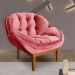 Kit 2 Poltronas Decorativa Marcela Veludo Rosa Base Madeira Castanho - Pallazio