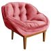 Kit 2 Poltronas Decorativa Marcela Veludo Rosa Base Madeira Castanho - Pallazio