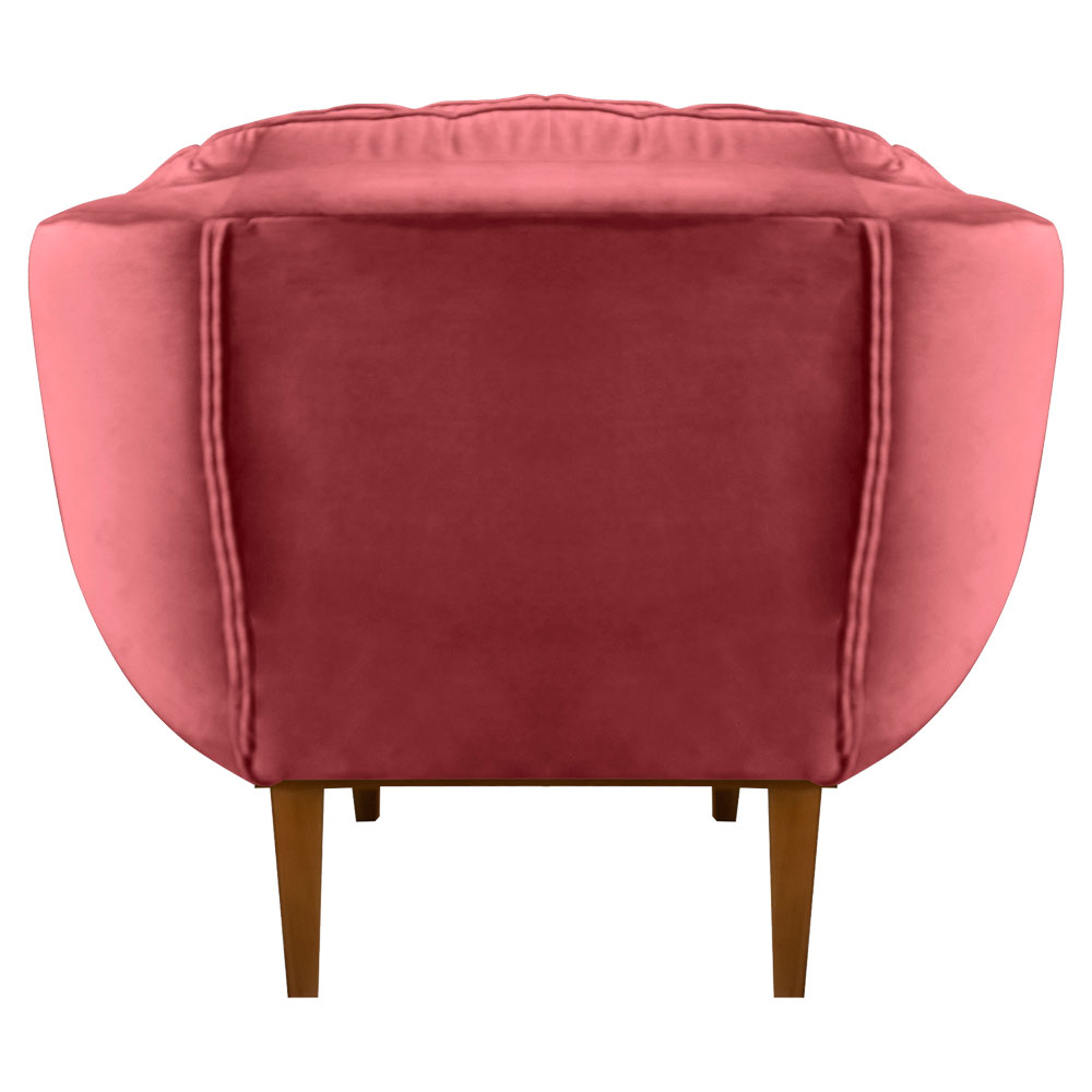 Kit 2 Poltronas Decorativa Marcela Veludo Rosa Base Madeira Castanho - Pallazio