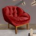 Kit 2 Poltronas Decorativa Marcela Veludo Vermelho Base Madeira Castanho - Pallazio