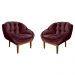 Kit 2 Poltronas Decorativa Marcela Veludo Vinho Base Madeira Castanho - Pallazio