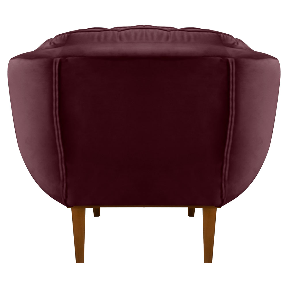 Kit 2 Poltronas Decorativa Marcela Veludo Vinho Base Madeira Castanho - Pallazio