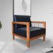 Kit 2 Poltronas Decorativa Marilia Corano Preto Base em Madeira Castanho - Pallazio