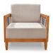 Kit 2 Poltronas Decorativa Marilia Linho Areia Base em Madeira Castanho - Pallazio
