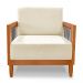 Kit 2 Poltronas Decorativa Marilia Linho Bege Base em Madeira Castanho - Pallazio