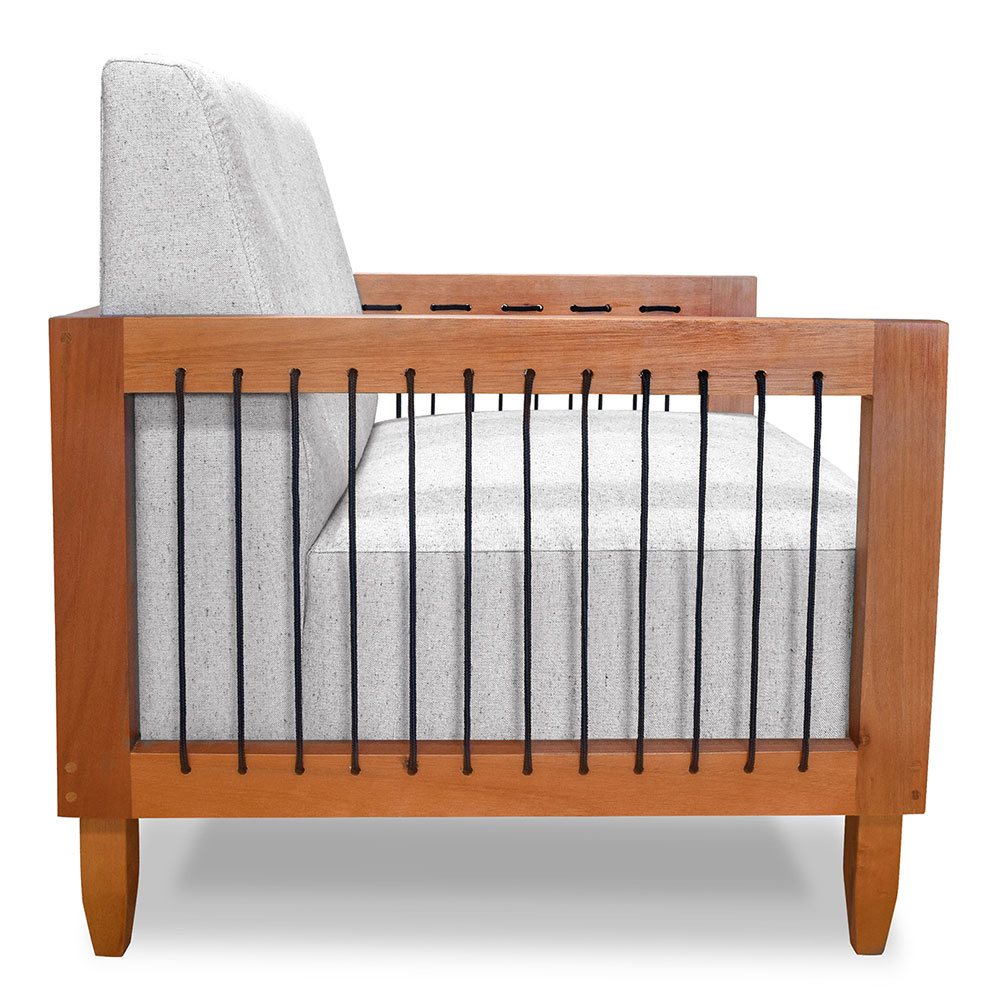 Kit 2 Poltronas Decorativa Marilia Linho Cinza Base em Madeira Castanho - Pallazio