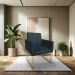 Kit 2 Poltronas Decorativa Nina Suede Azul Marinho Base Metálica Industrial Dourado - Pallazio