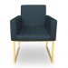 Kit 2 Poltronas Decorativa Nina Suede Azul Marinho Base Metálica Industrial Dourado - Pallazio