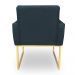 Kit 2 Poltronas Decorativa Nina Suede Azul Marinho Base Metálica Industrial Dourado - Pallazio
