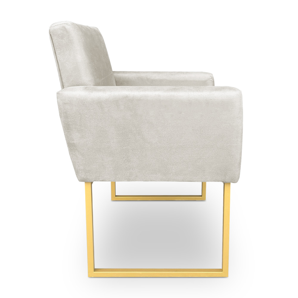 Kit 2 Poltronas Decorativa Nina Suede Base Metálica Industrial Dourado - Pallazio