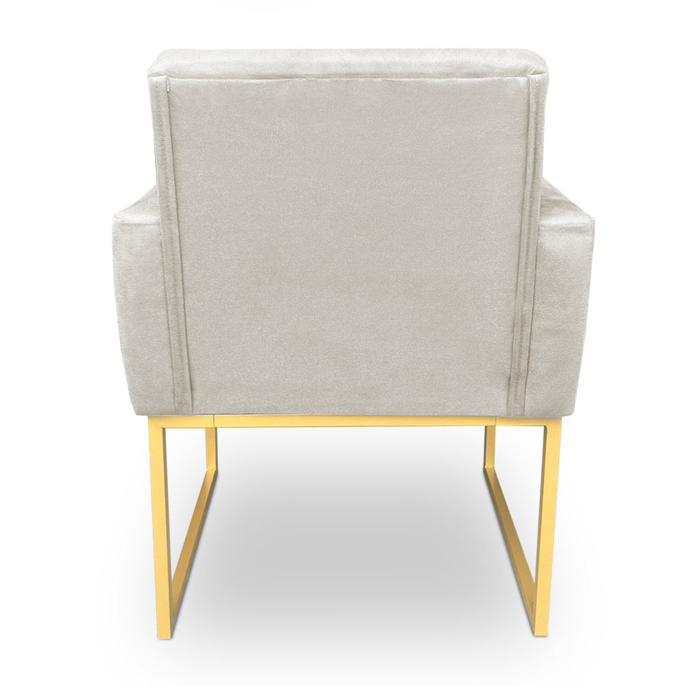 Kit 2 Poltronas Decorativa Nina Suede Base Metálica Industrial Dourado - Pallazio