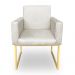 Kit 2 Poltronas Decorativa Nina Suede Bege Base Metálica Industrial Dourado - Pallazio