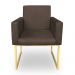 Kit 2 Poltronas Decorativa Nina Suede Marrom Base Metálica Industrial Dourado - Pallazio