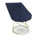 Kit 2 Poltronas Luxo Alana Suede Azul Marinho Base de Ferro Dourado - Pallazio