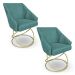 Kit 2 Poltronas Luxo Alana Suede Azul Turquesa Base de Ferro Dourado - Pallazio