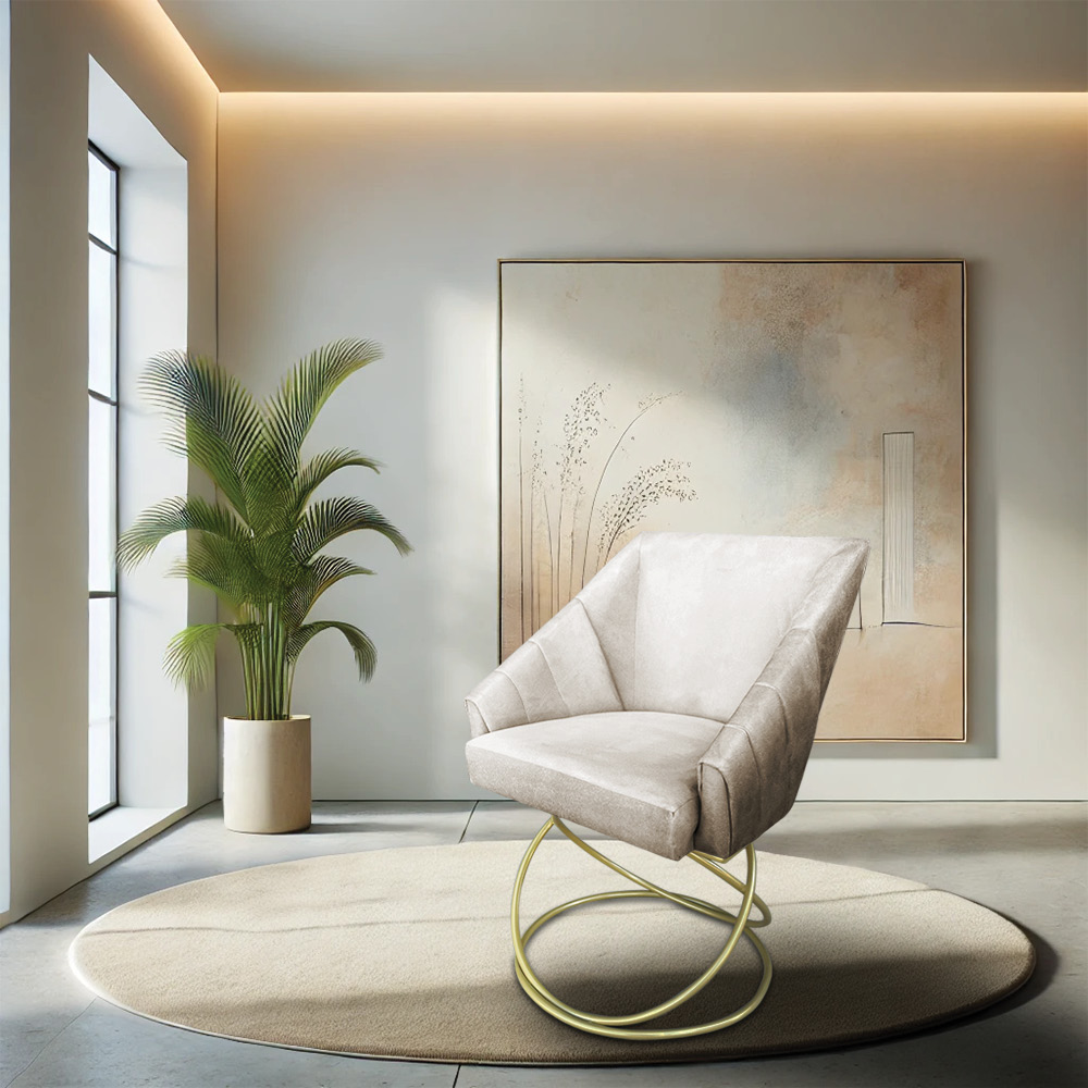 Kit 2 Poltronas Luxo Alana Suede Base de Ferro Dourado - Pallazio