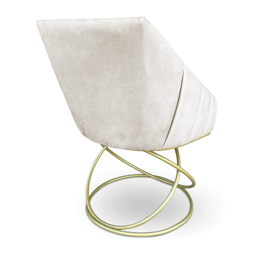 Kit 2 Poltronas Luxo Alana Suede Base de Ferro Dourado - Pallazio
