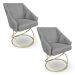 Kit 2 Poltronas Luxo Alana Suede Grafite Base de Ferro Dourado - Pallazio