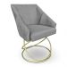 Kit 2 Poltronas Luxo Alana Suede Grafite Base de Ferro Dourado - Pallazio