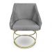 Kit 2 Poltronas Luxo Alana Suede Grafite Base de Ferro Dourado - Pallazio