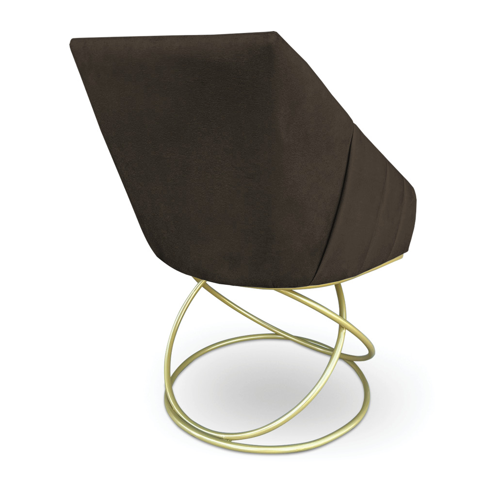 Kit 2 Poltronas Luxo Alana Suede Marrom Base de Ferro Dourado - Pallazio