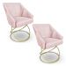 Kit 2 Poltronas Luxo Alana Suede Rosa Bebê Base de Ferro Dourado - Pallazio