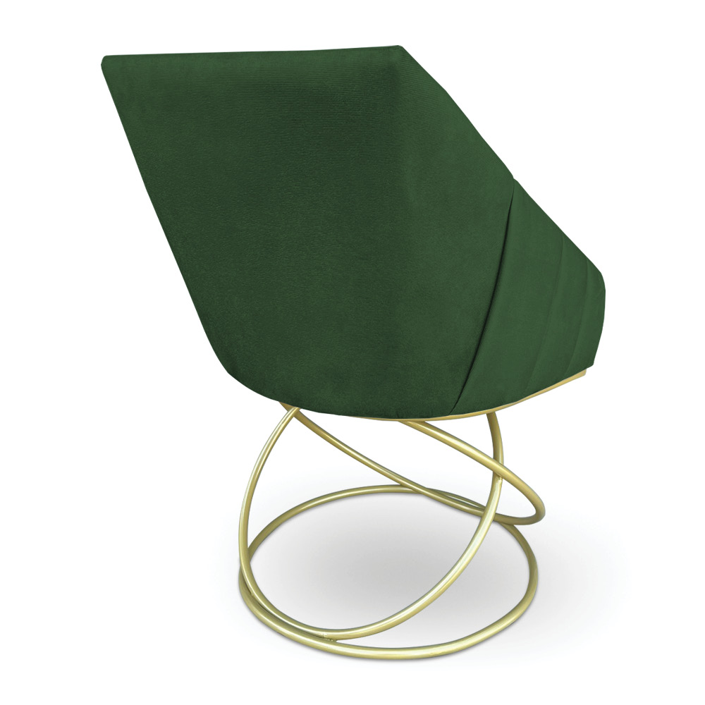 Kit 2 Poltronas Luxo Alana Suede Verde Base de Ferro Dourado - Pallazio