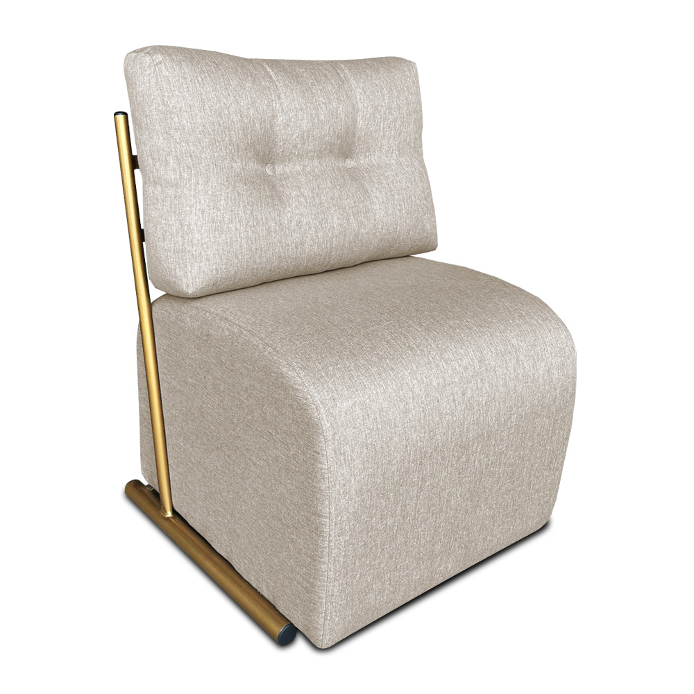 Kit 2 Poltronas Luxo Aurora Linho Base de Ferro Dourado - Pallazio