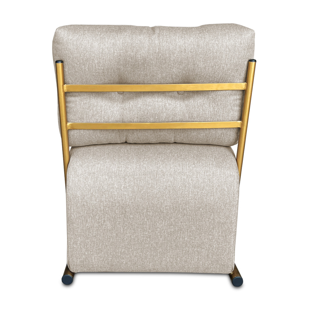 Kit 2 Poltronas Luxo Aurora Linho Base de Ferro Dourado - Pallazio
