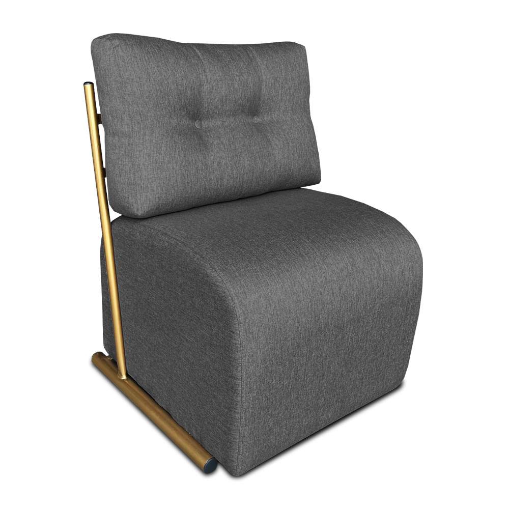 Kit 2 Poltronas Luxo Aurora Linho Grafite Base de Ferro Dourado - Pallazio